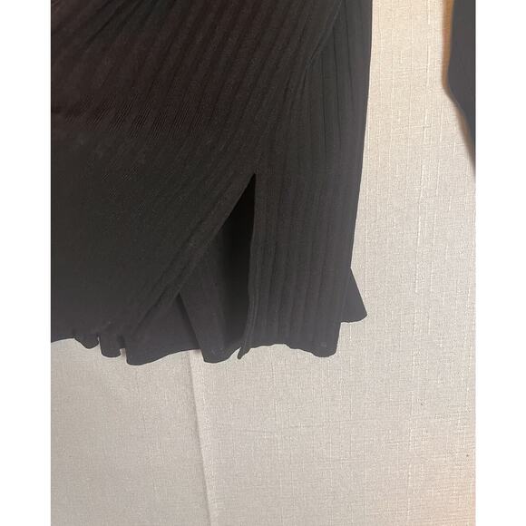 Exclusively Misook Size XL Open Front Cardigan Sweater Ribbed Knit Black Purple - Picture 7 of 7